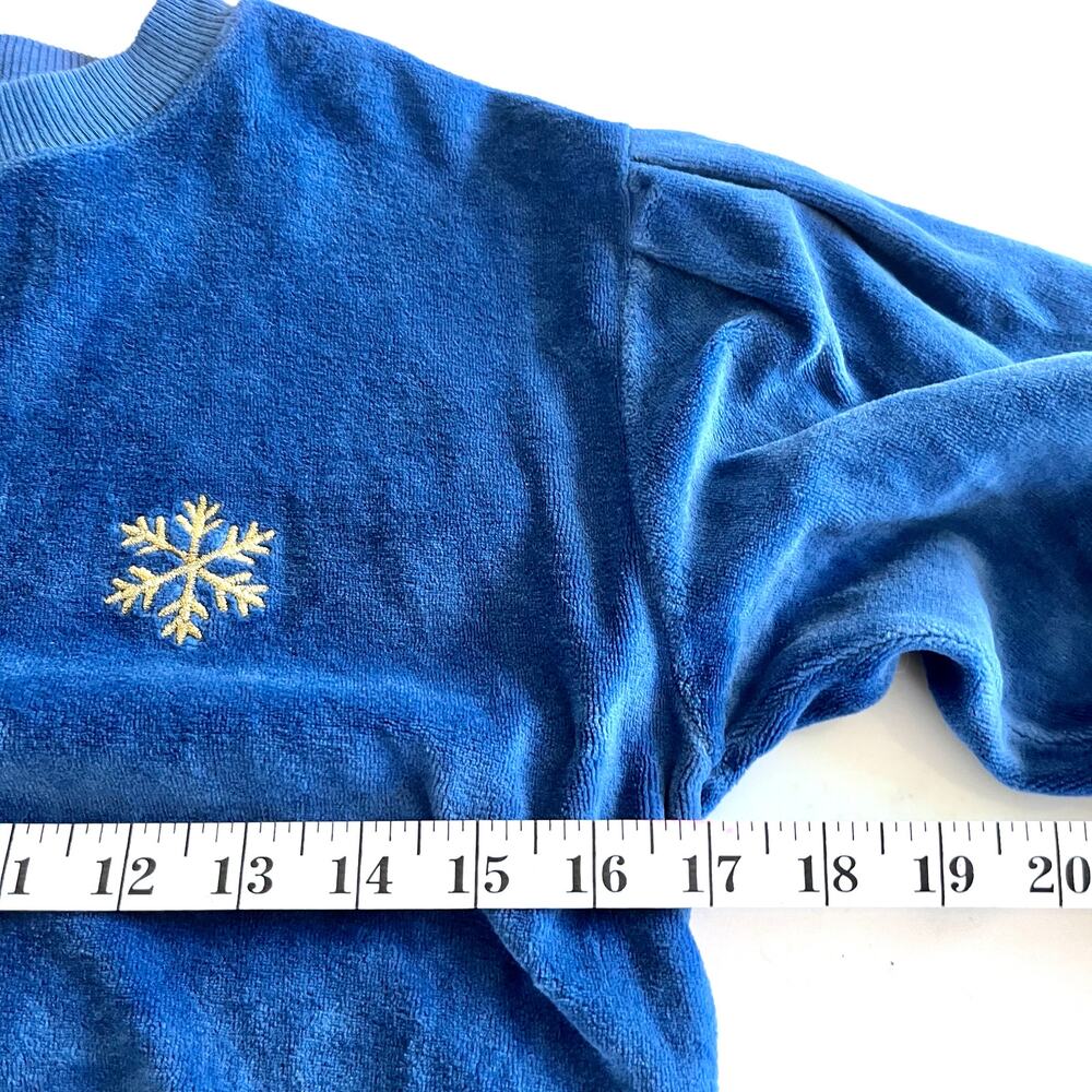 Picnik girls designer blue velour puff sleeve sweatshirt - Picture 3 of 7